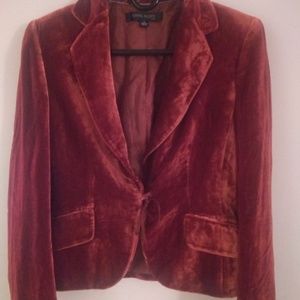 Anne Klein Suit Rust Orange Velvet Blazer Jacket